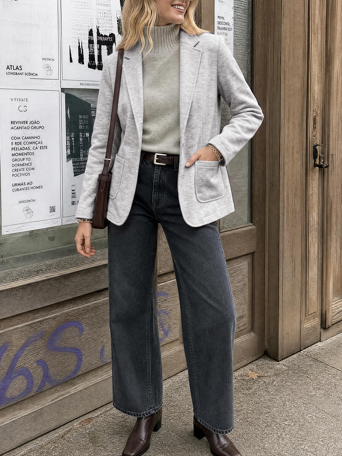 Womens Open Front Lapel Sweatshirt Blazer