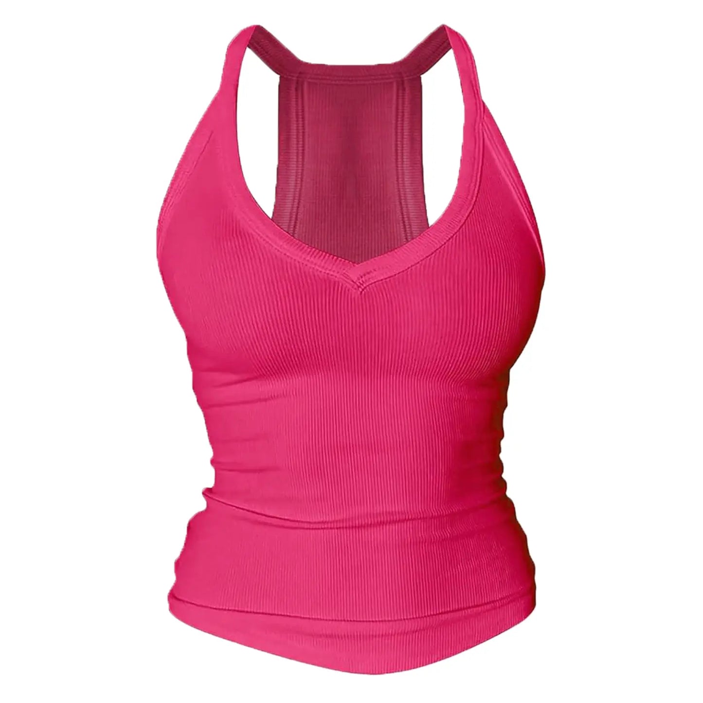 Women's Racerback V Neck Cotton Tank Tops with Built-in Shelf Bra