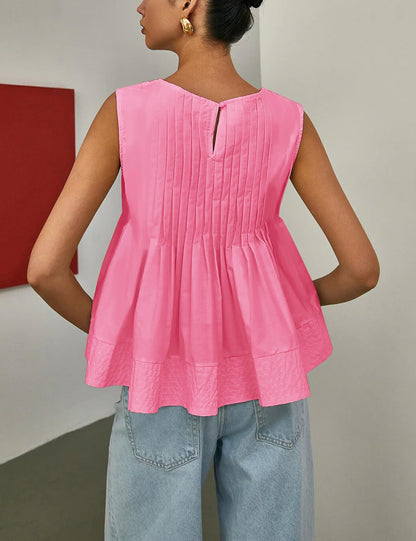 ✨Womens Summer Pleated Peplum Sleeveless Blouse Tank Tops