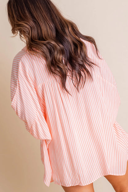 2024 Oversized Striped Loose Button-down Shirt(Buy 2 10% OFF)