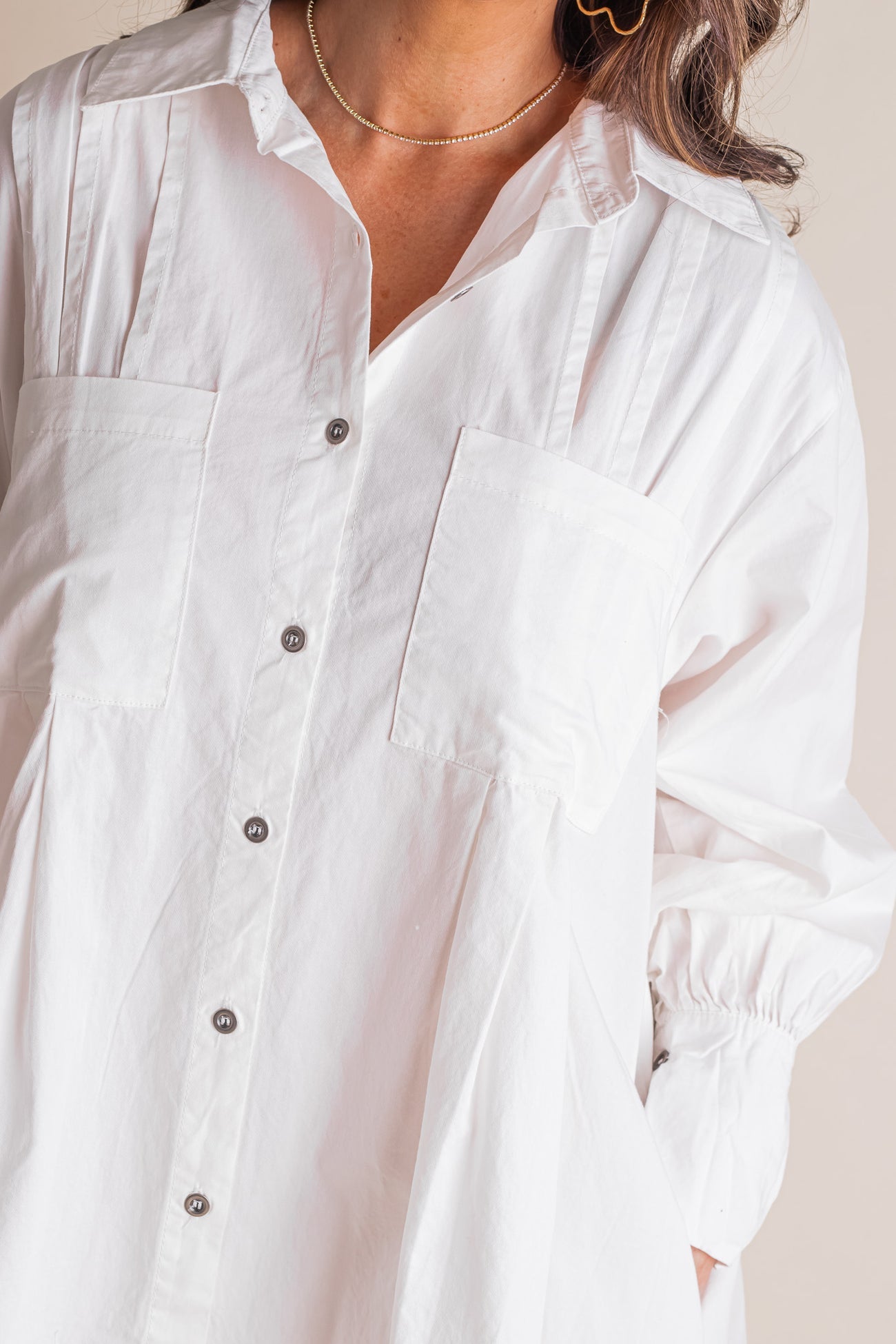 💝Women's Solid Button Pleated Shirt Dress