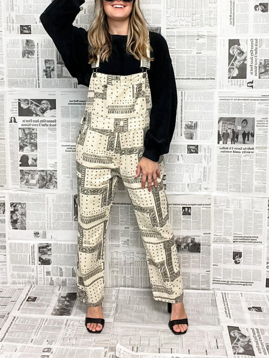 ✨Women's Newspaper Simulation Overalls