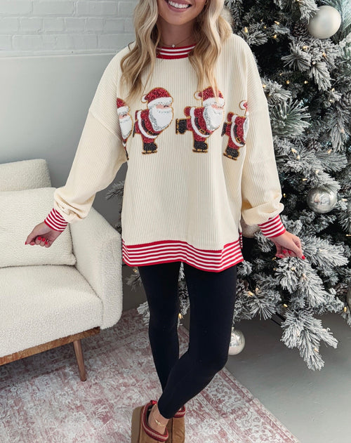 ✨WOMEN'S SKATING SANTA SEQUIN PULLOVER