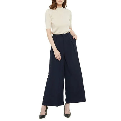Women High Waist Casual Wide Leg Trousers