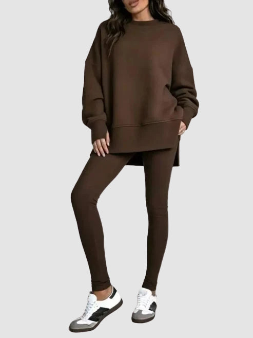 Hot Sale-Women's Oversized Side Slit Sweatshirt & Leggings 2 Piece Set
