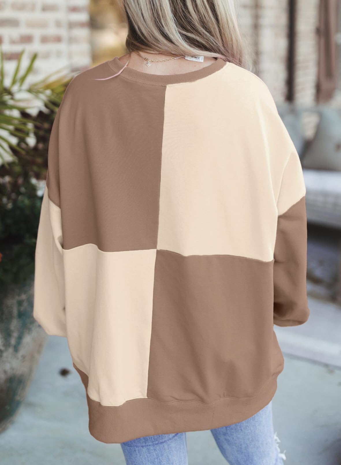 ⏰Hot Sale-Women's Casual Color Block Loose Button Henley Pullover Top