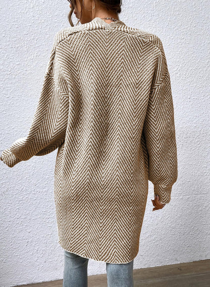 Women's Open Front Herringbone Cardigan Sweaters