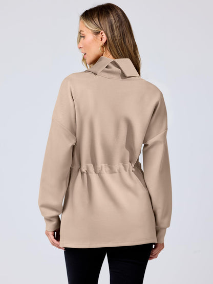 Women's Turtleneck Drawstring Waist Pullover Tops (Buy 2 Free Shipping)