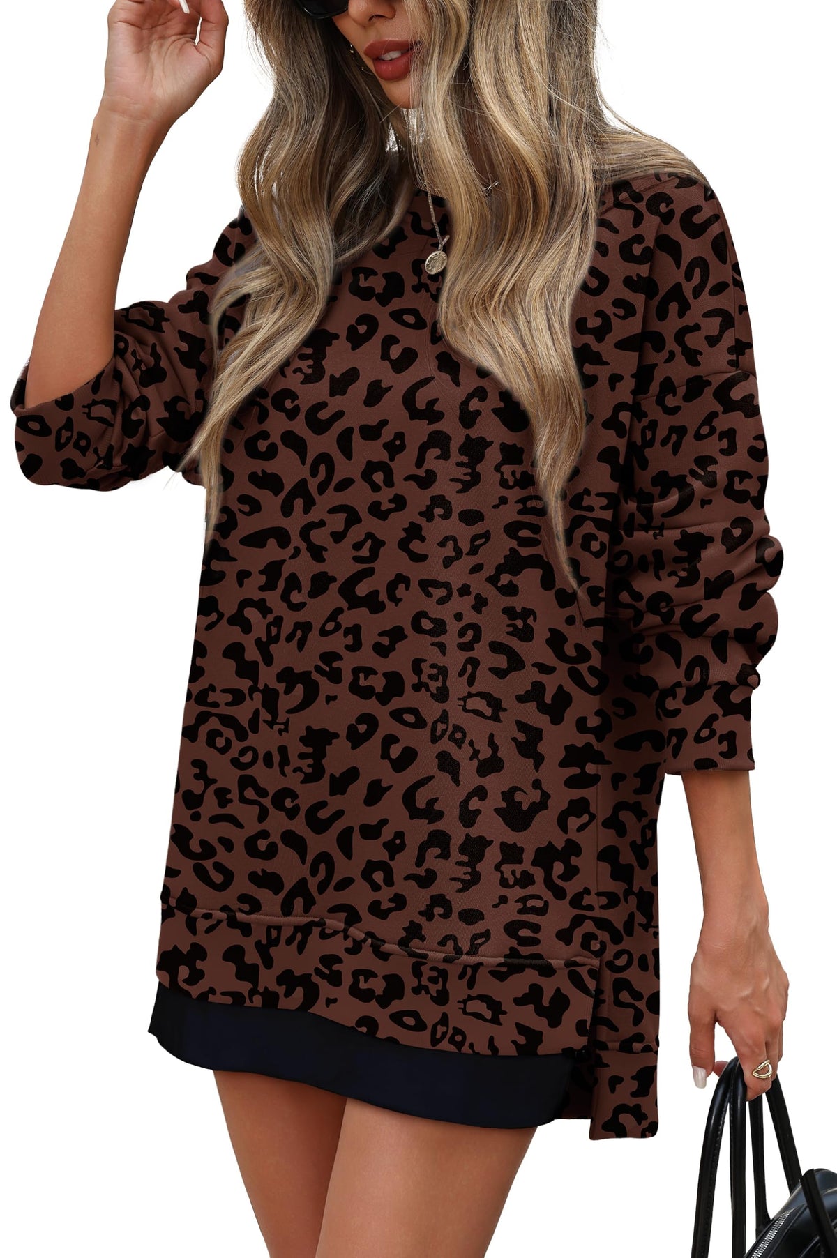 ⏰Hot Sale-Fall Casual Long Sleeve Side Slit Tunic Top
