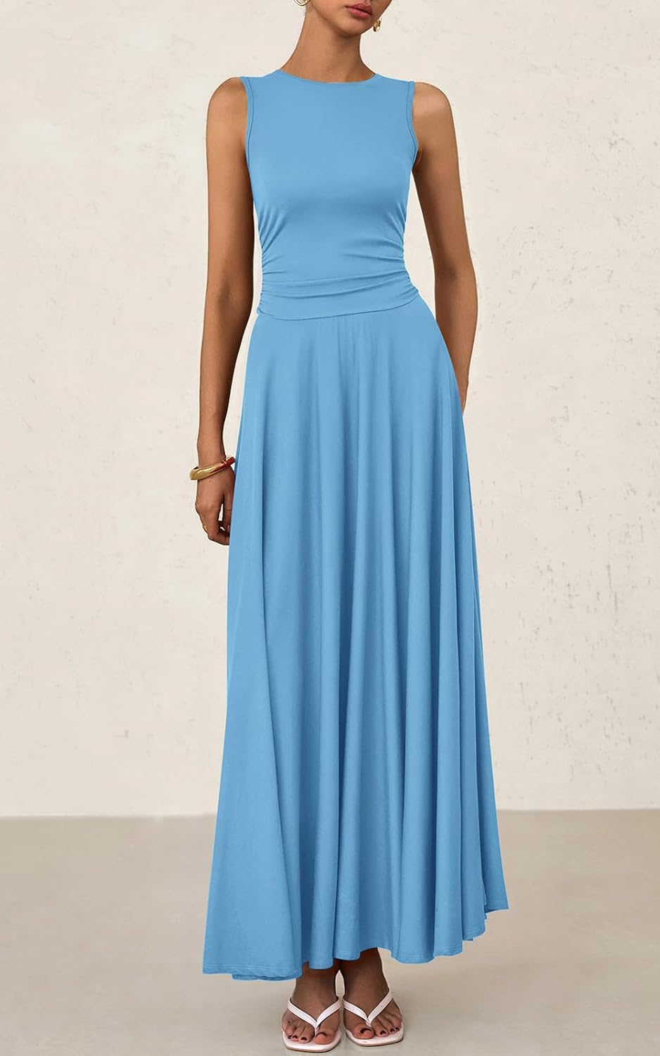⏰Hot Sale-Women's Casual Sleeveless Crewneck Aline Maxi Dress