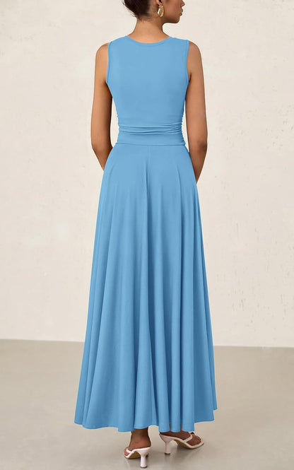 ⏰Hot Sale-Women's Casual Sleeveless Crewneck Aline Maxi Dress