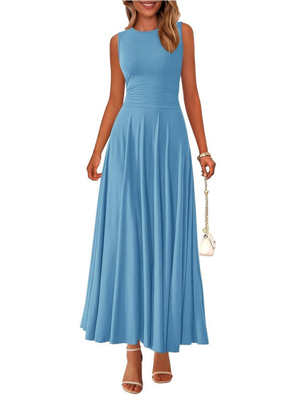 ⏰Hot Sale-Women's Casual Sleeveless Crewneck Aline Maxi Dress