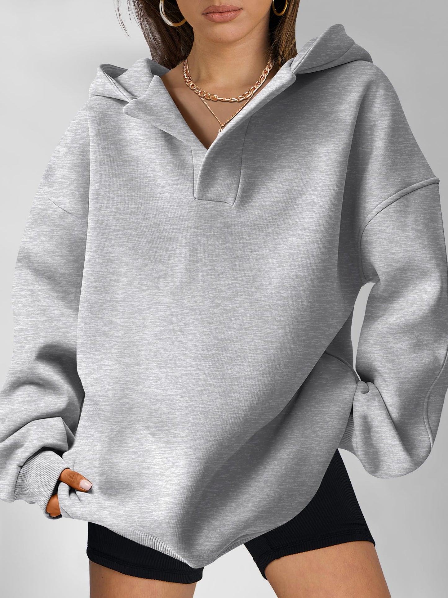 ⏰Hot Sale-Women's V Neck Oversized Hoodies