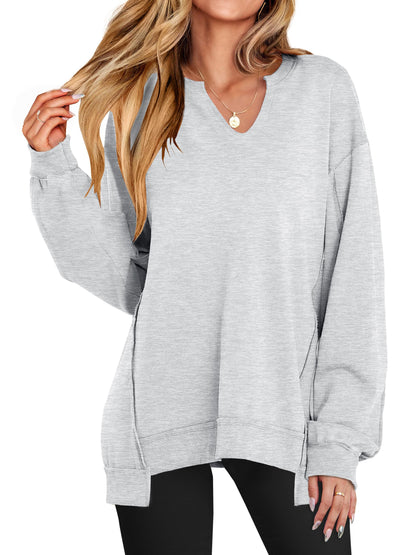 ✨Women's  Casual Oversized  V Neck Long Sleeve Sweatshirt