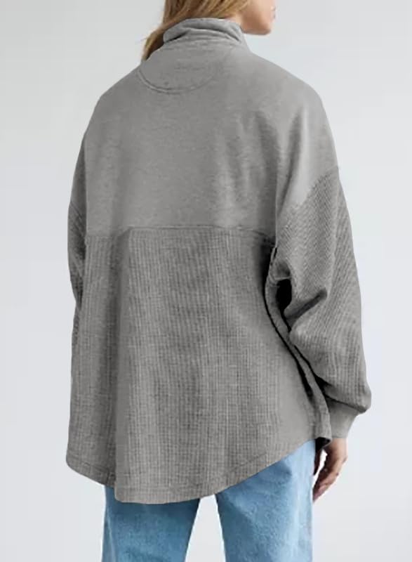 ✨ Women's  Waffle Knit Half Zip Pullover Casual Sweatshirt