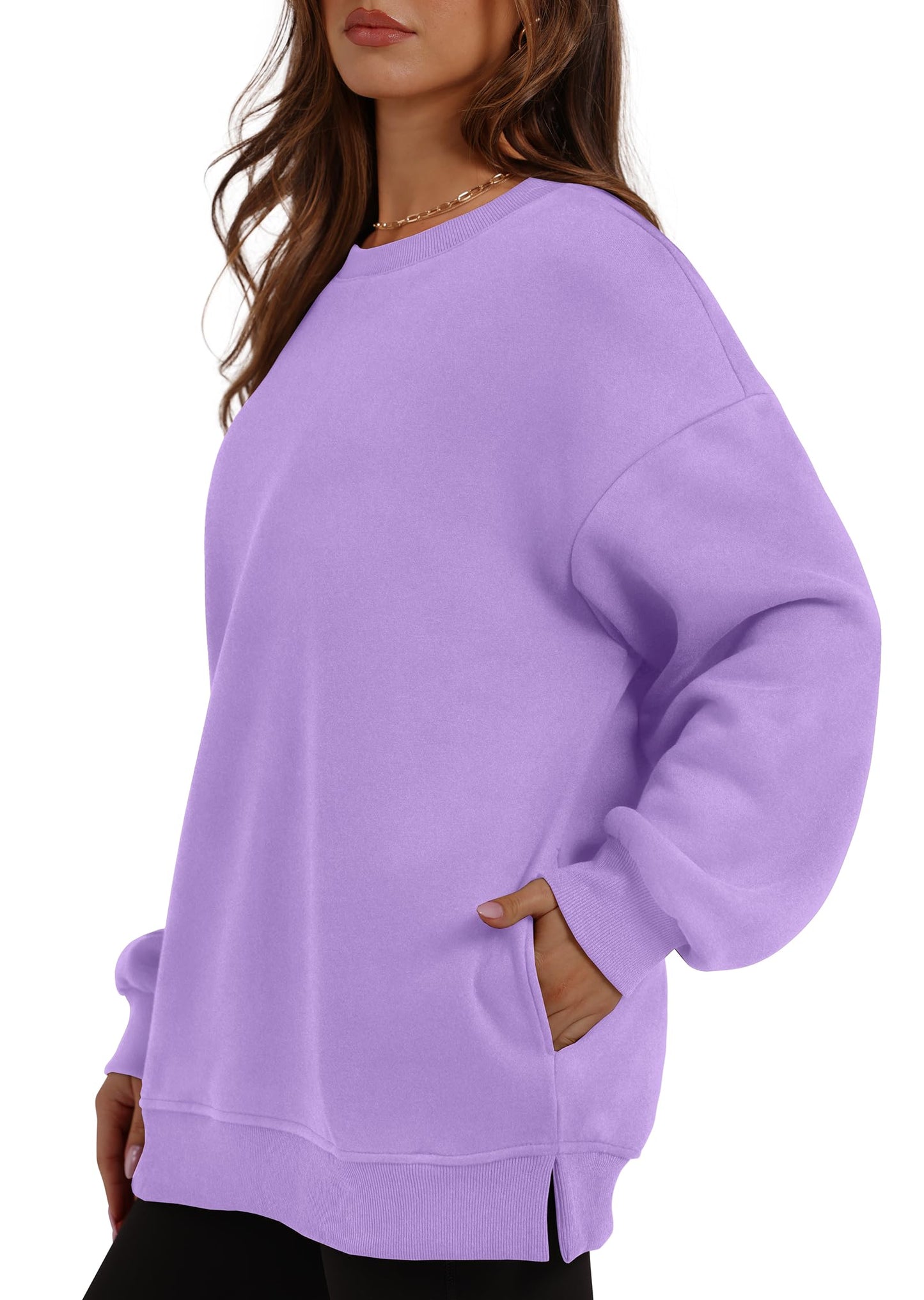 Women's Oversized Fleece Pullover with Hidden Pockets