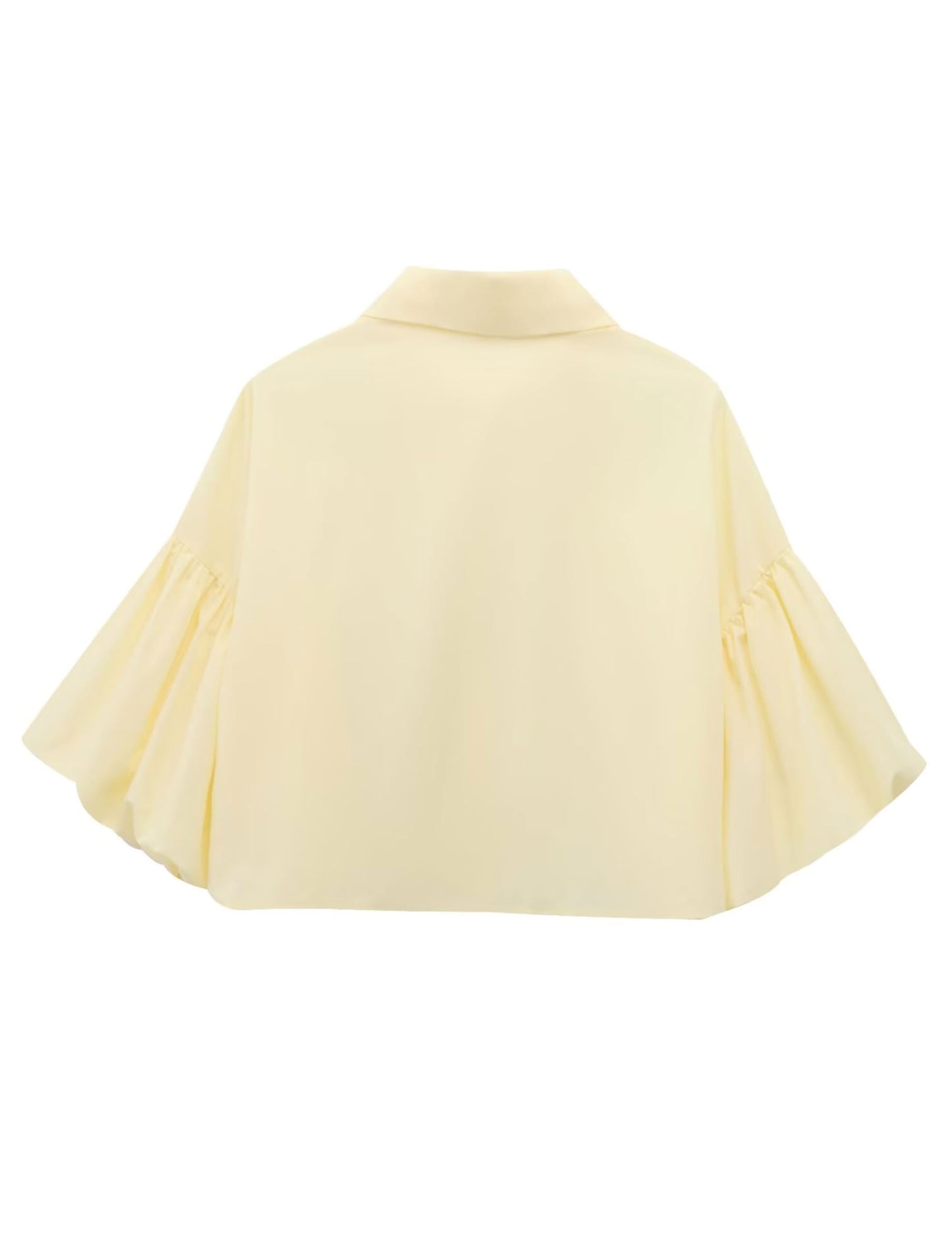 ✨Womens Cute Lantern Sleeve Collar Button Down Crop Tops