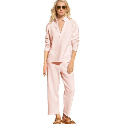 Women's V Neck Pullover Sweatshirts Wide Leg Pants Set