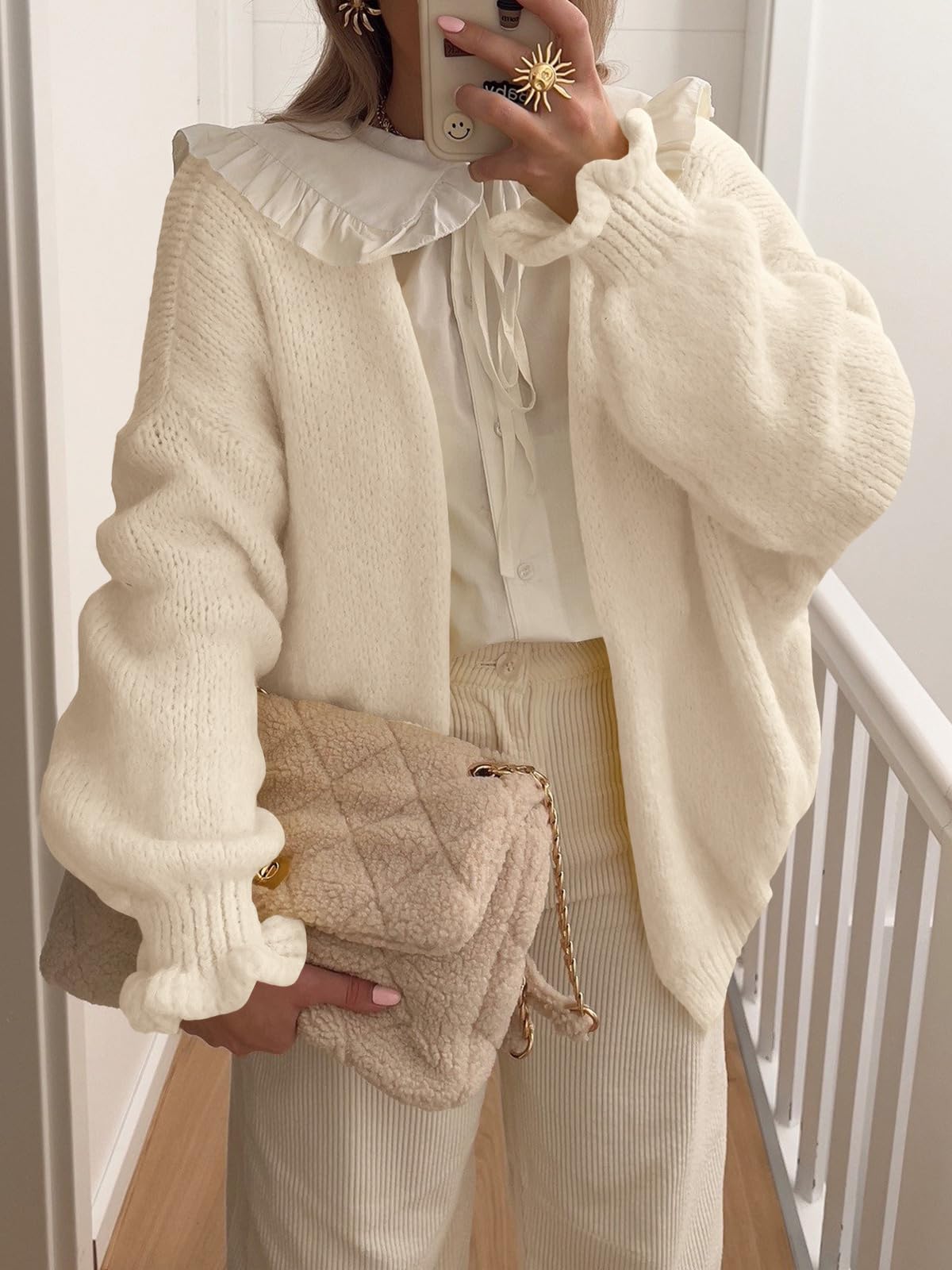 Women Open-Front Oversized Chunky Knit Sweaters Cardigan