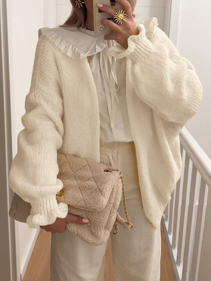 Women Open-Front Oversized Chunky Knit Sweaters Cardigan