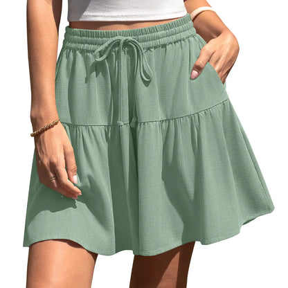 ⏰Hot Sale-Women's High Waist Drawstring Tiered Skort
