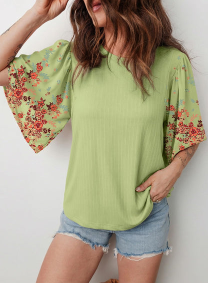⏰Hot Sale-Women's Boho Floral Patchwork 3/4 Sleeve Blouse