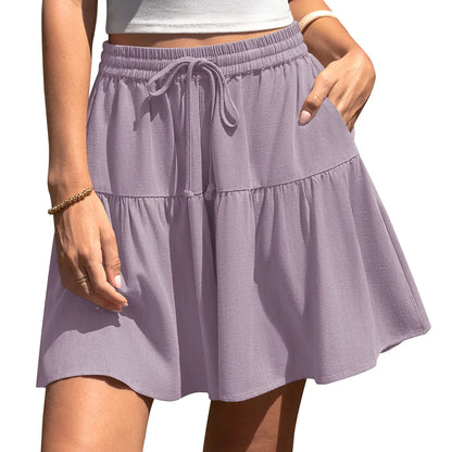 ⏰Hot Sale-Women's High Waist Drawstring Tiered Skort