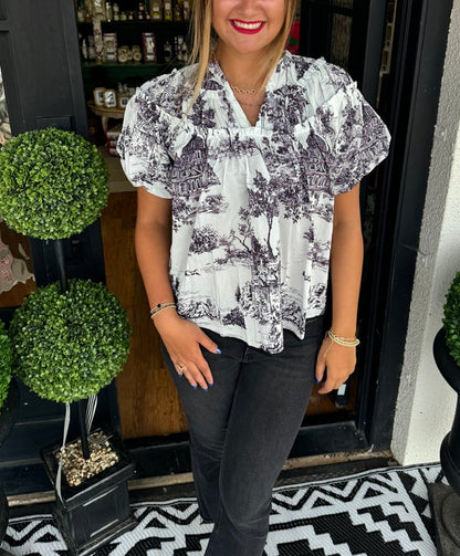 Classic Charm Toile Top(Buy 2 Free Shipping)