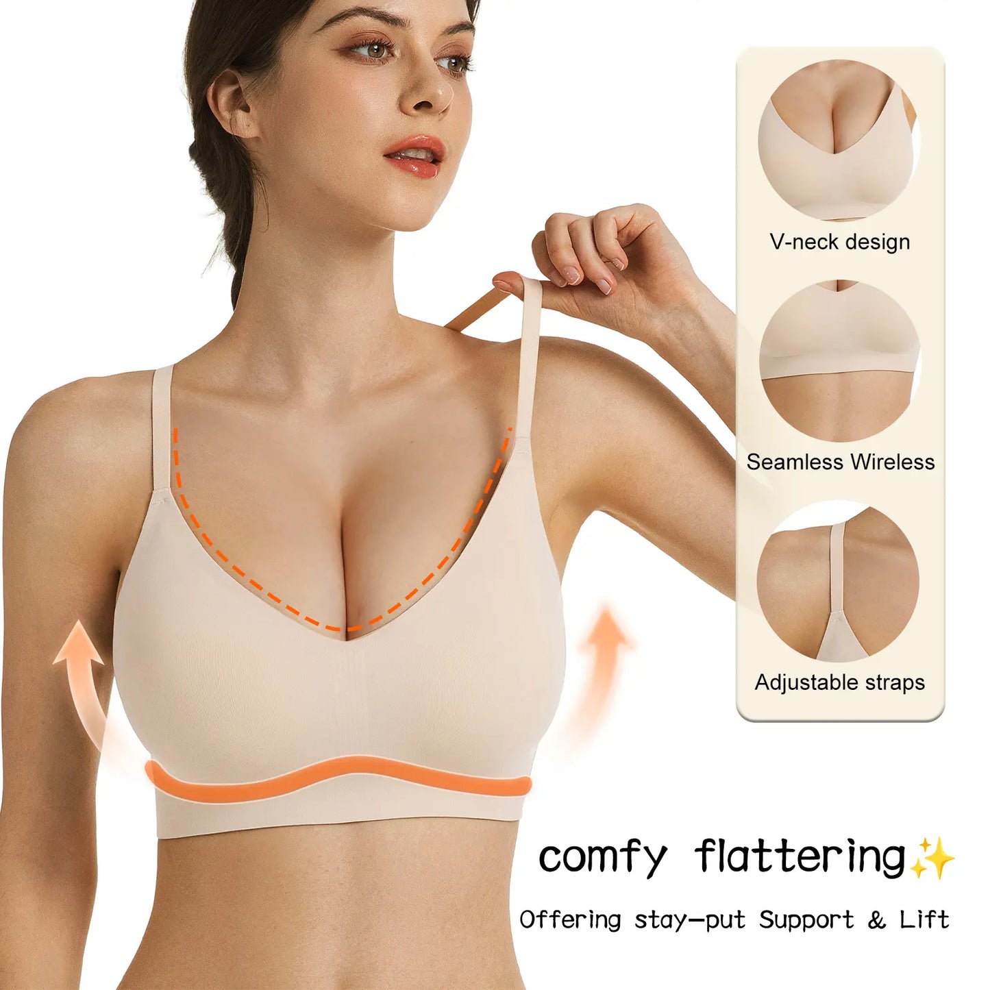 Women Lace Jelly Bra Bralettes Pullover Bra Seamless Wireless Deep V Racerback Bra