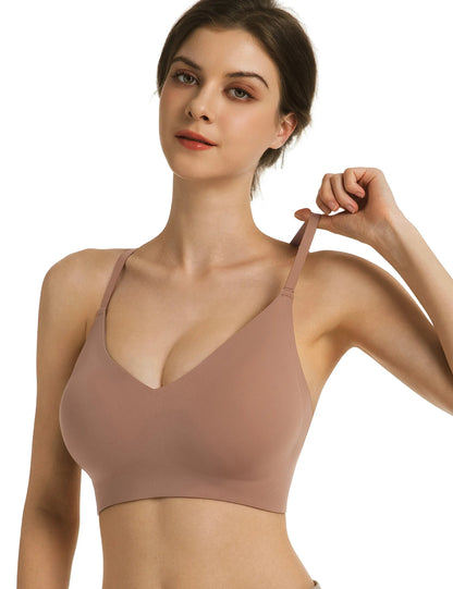 Women Lace Jelly Bra Bralettes Pullover Bra Seamless Wireless Deep V Racerback Bra