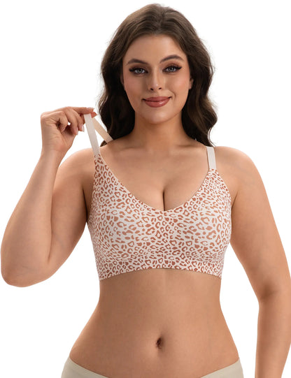 Women Lace Jelly Bra Bralettes Pullover Bra Seamless Wireless Deep V Racerback Bra