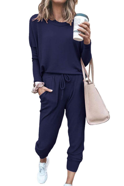 2025 Hot Sale Women's Fall Crewneck Pullover Tops And High Waisted Pants Lounge Set