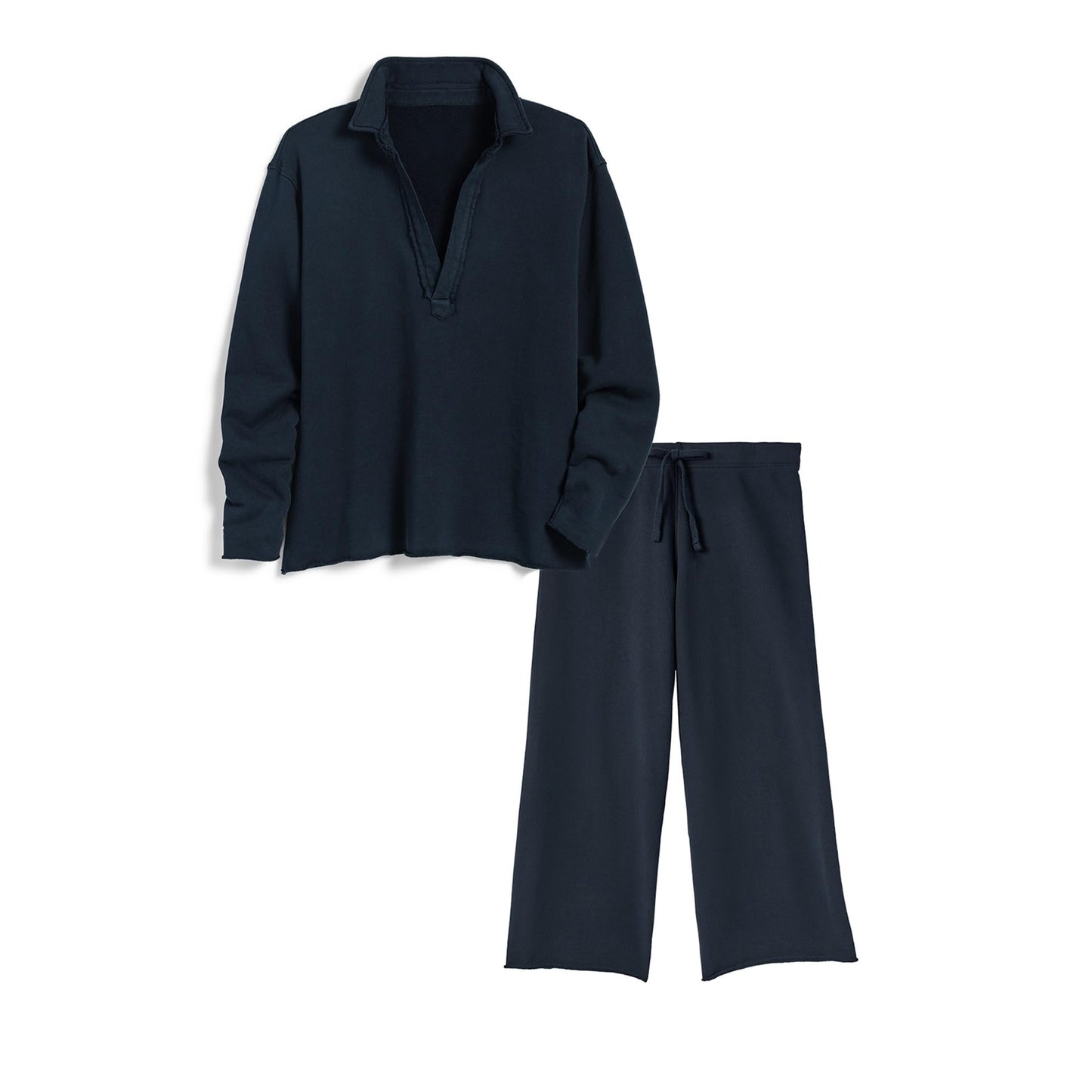 Women's V Neck Pullover Sweatshirts Wide Leg Pants Set