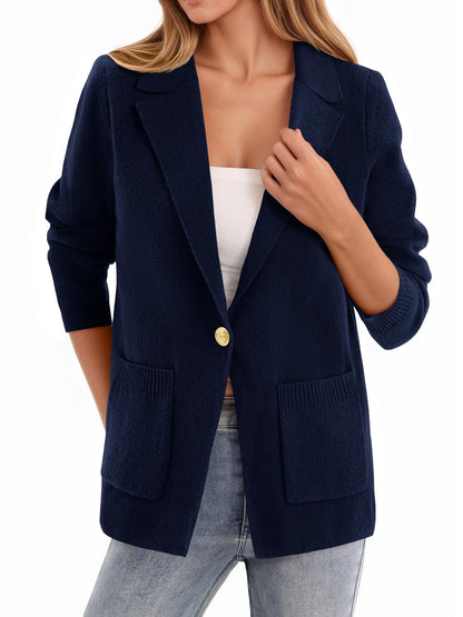 Women's Slim Fit Long Sleeve Knit Blazer Jacket