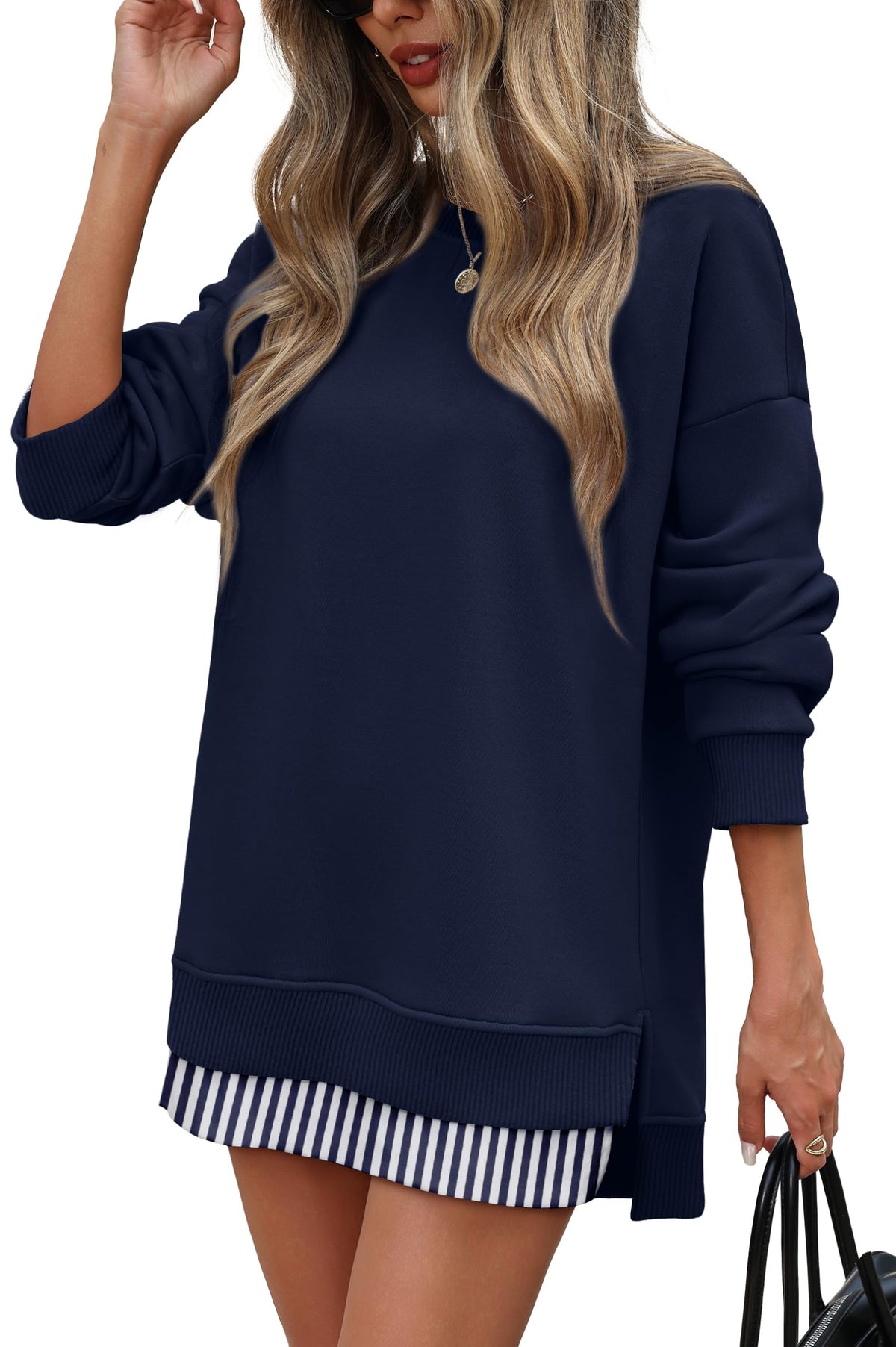 ⏰Hot Sale-Fall Casual Long Sleeve Side Slit Tunic Top