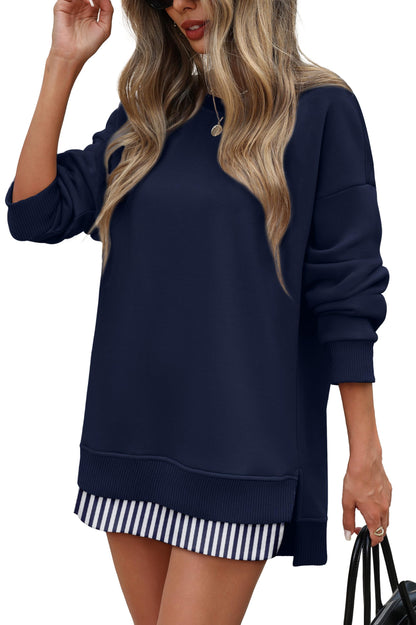 ⏰Hot Sale-Fall Casual Long Sleeve Side Slit Tunic Top