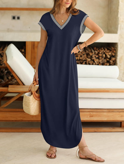 💃Women's V Neck Split Loose Long Dress (Buy 2 Free Shipping)