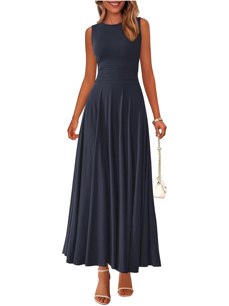 ⏰Hot Sale-Women's Casual Sleeveless Crewneck Aline Maxi Dress
