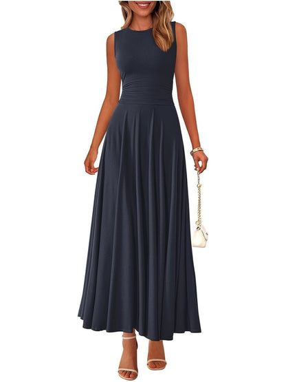 ⏰Hot Sale-Women's Casual Sleeveless Crewneck Aline Maxi Dress