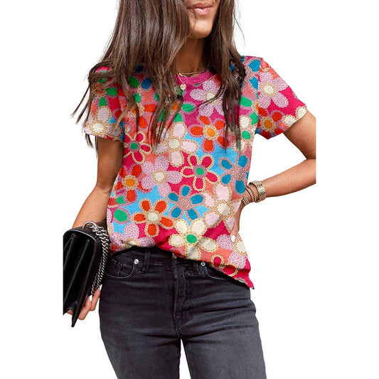 ✨Women's Summer Cute Printed Short Sleeve Casual Stretch Tops