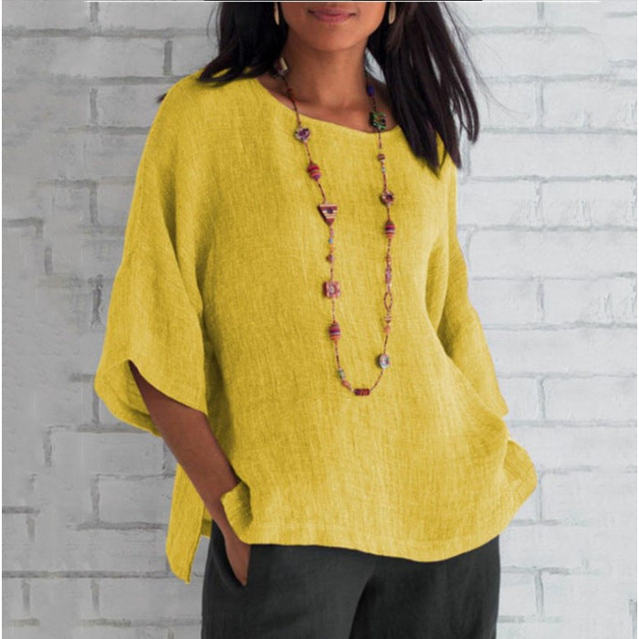 🔥Spring 2024 Fashion Solid Color Cotton Linen Top (BUY 2 FREE SHIPPING)