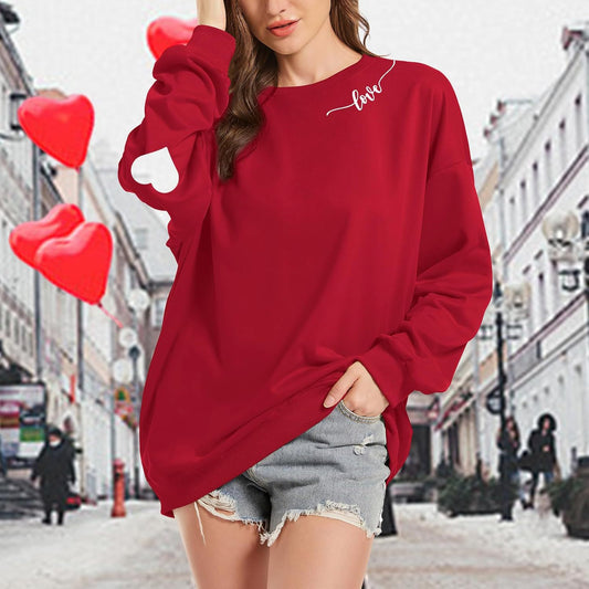 Long Sleeve Sweatershirt with Heart Elbow Patch