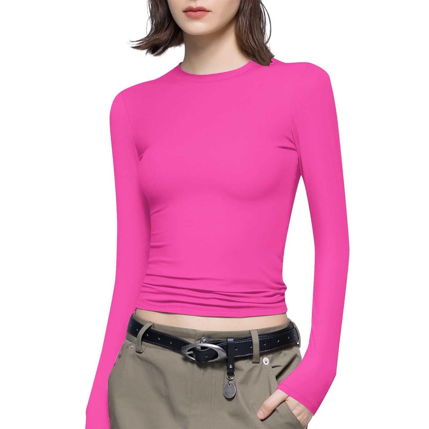 🔥HOT SALE-Women's Long Sleeve T-Shirt Crew Neck Slim Fit Top Sexy Basic T-Shirt