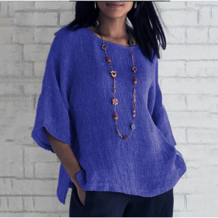 🔥Spring 2024 Fashion Solid Color Cotton Linen Top (BUY 2 FREE SHIPPING)