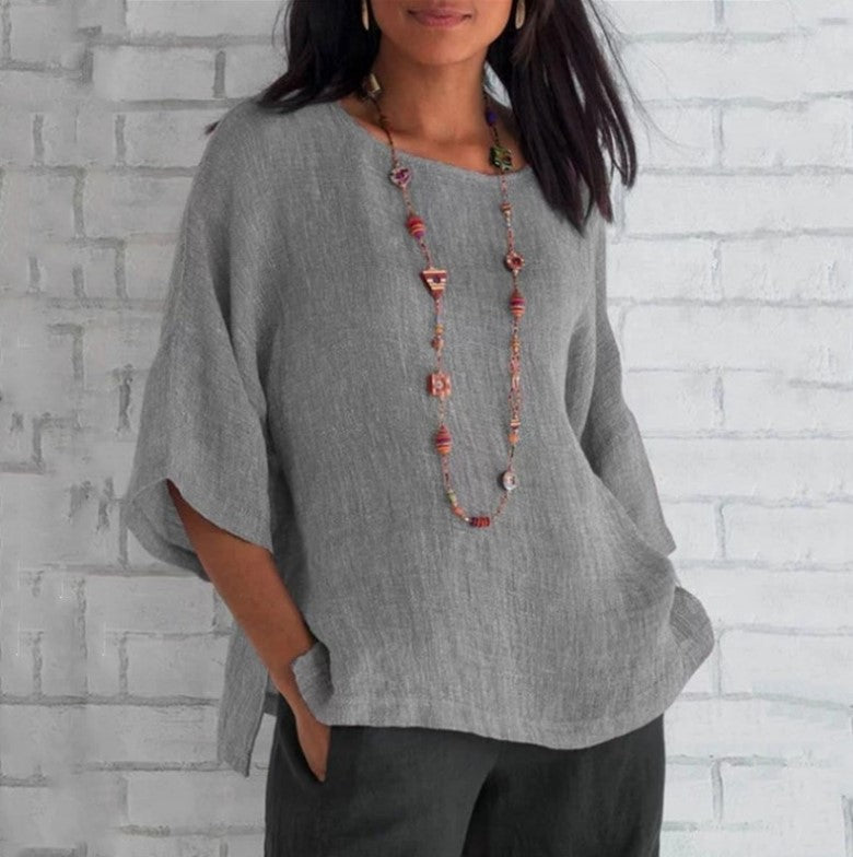 🔥Spring 2024 Fashion Solid Color Cotton Linen Top (BUY 2 FREE SHIPPING)