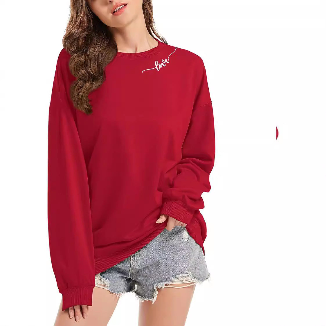 Long Sleeve Sweatershirt with Heart Elbow Patch