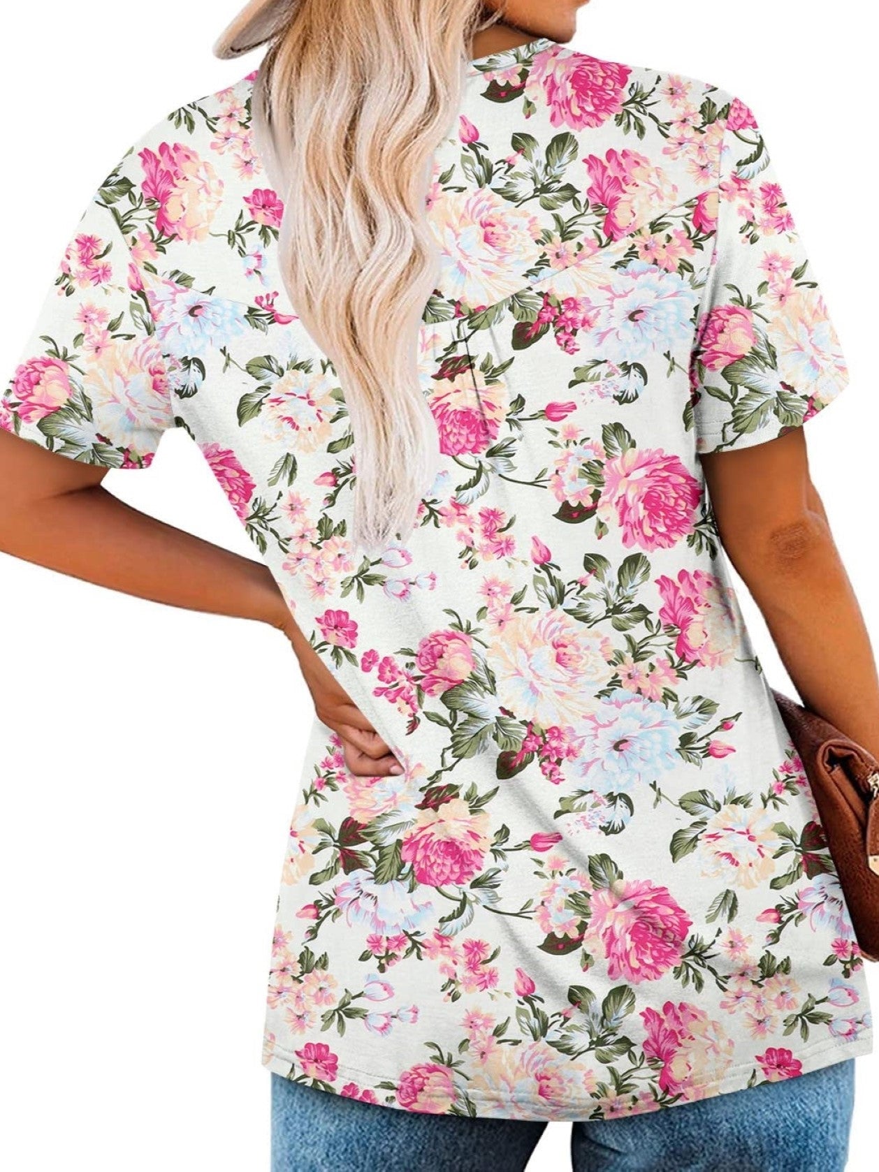 ✨Women's Printed Botton Down Pleated Short Sleeve Shirts Tunic Tops