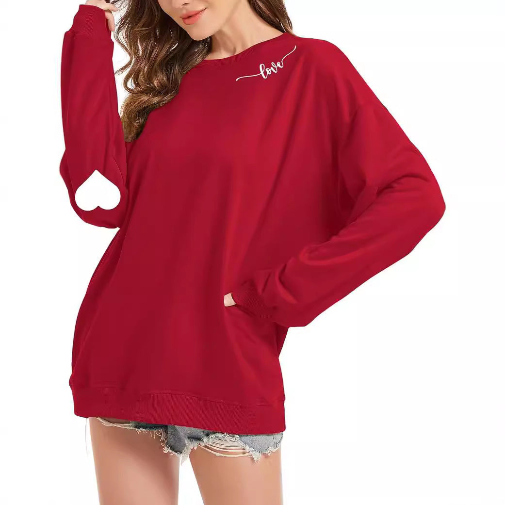 Long Sleeve Sweatershirt with Heart Elbow Patch