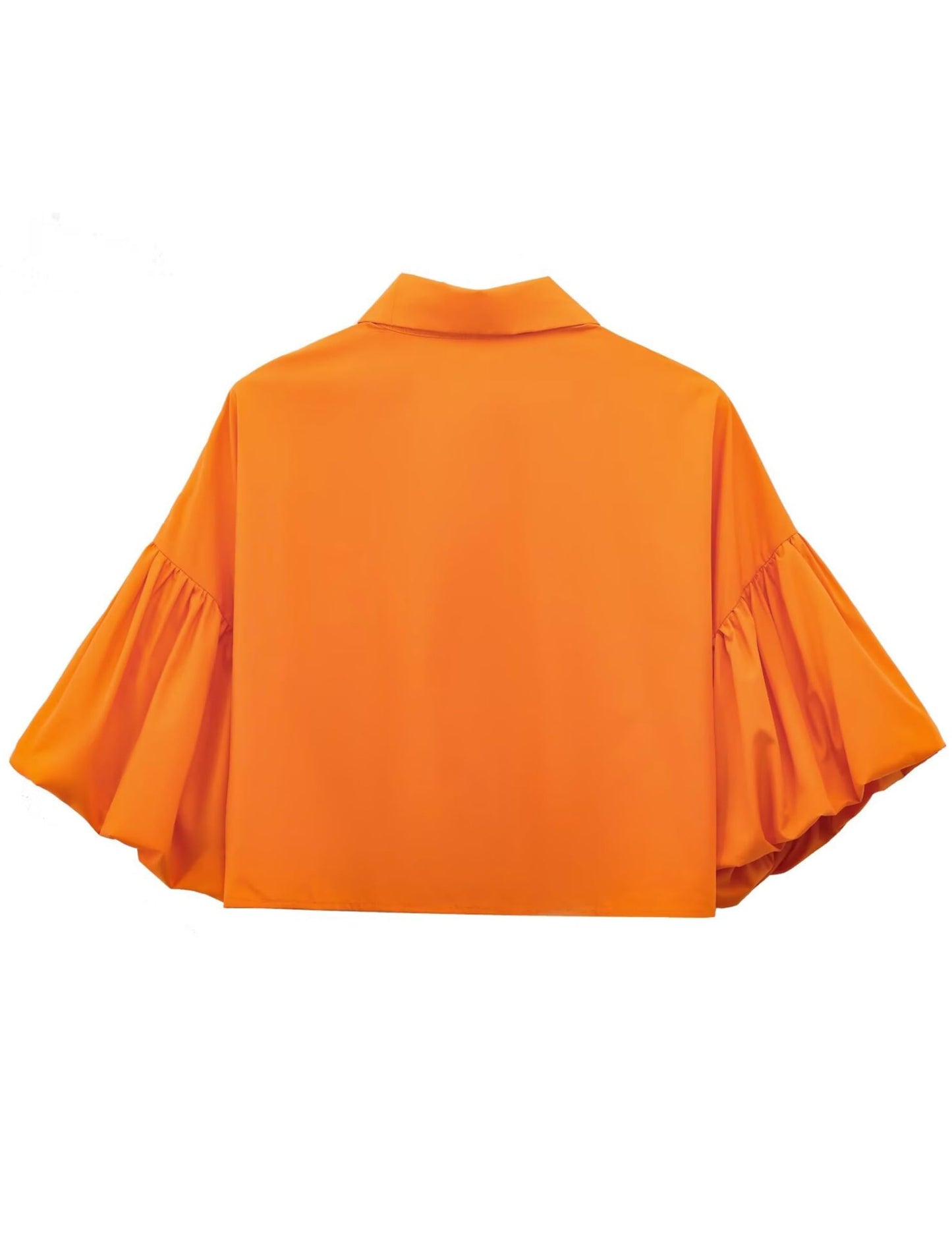 ✨Womens Cute Lantern Sleeve Collar Button Down Crop Tops