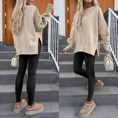 ✨Womens Oversized Thumbhole Long Sleeve Side Slit Pullover Top